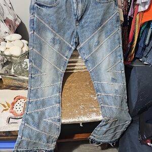 Rebels Blue Skinny Jeans with Moto Seam Details